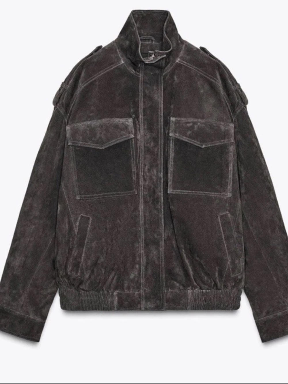 Zara Women's Charcoal Suede Jacket Size Small